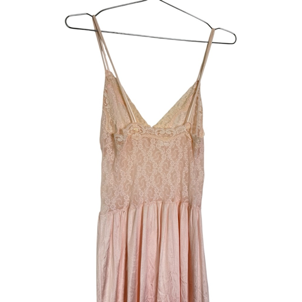Frederick's of Hollywood Vintage Pale Pink Nylon Lace Nightgown Slip Dress - Picture 8 of 15